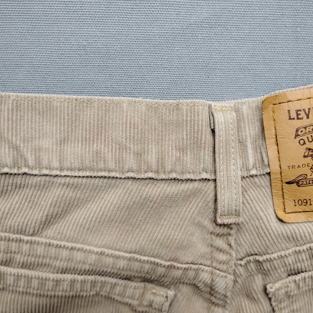 Vintage Levis 910 Tan Corduroy Pants 90s Made in USA Straight Leg Beige 3 JR M - Picture 11 of 11